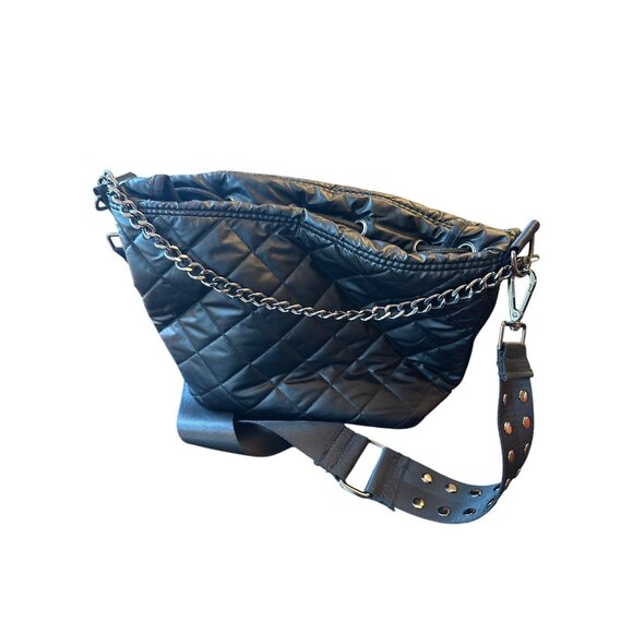 Haute Shore Black Quilted Crossbody Bag With Studded Strap & Chain Detail - Picture 4 of 5